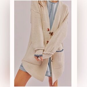 Free People Long Cardigan Sweater Brooks Cardi. Size Large. Like New